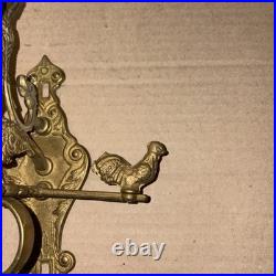 Antique French Brass Doorbell, Ornate Angel Pull Bell, Qui Me Tangit