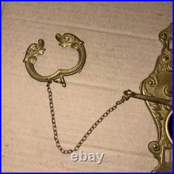Antique French Brass Doorbell, Ornate Angel Pull Bell, Qui Me Tangit