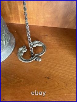 Antique French Doorbell knocker Brass Bell Chime Angel with Latin Inscription