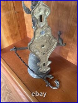 Antique French Doorbell knocker Brass Bell Chime Angel with Latin Inscription
