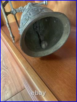 Antique French Doorbell knocker Brass Bell Chime Angel with Latin Inscription
