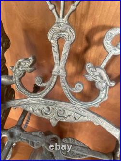 Antique French Doorbell knocker Brass Bell Chime Angel with Latin Inscription