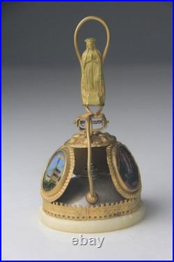 Antique French Lourdes Gilt Souvenir Table Bell Rare