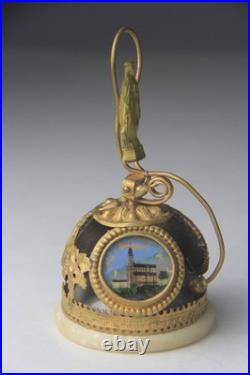 Antique French Lourdes Gilt Souvenir Table Bell Rare