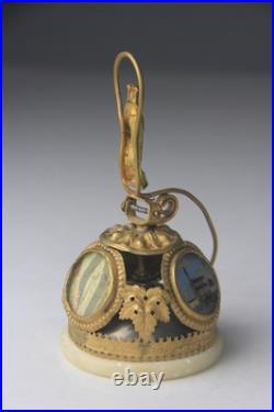 Antique French Lourdes Gilt Souvenir Table Bell Rare