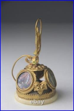 Antique French Lourdes Gilt Souvenir Table Bell Rare