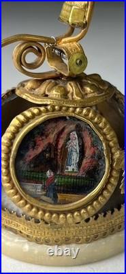 Antique French Lourdes Gilt Souvenir Table Bell Rare
