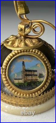 Antique French Lourdes Gilt Souvenir Table Bell Rare