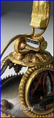 Antique French Lourdes Gilt Souvenir Table Bell Rare