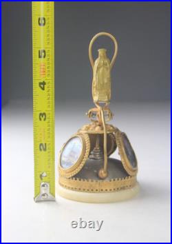 Antique French Lourdes Gilt Souvenir Table Bell Rare