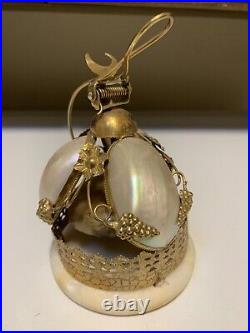 Antique French Palais Royal Mother Of Pearl Gilded Brass Butlers Bell Beautiful