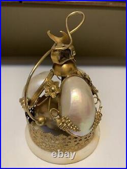 Antique French Palais Royal Mother Of Pearl Gilded Brass Butlers Bell Beautiful