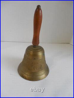 Antique French School Bell Bronze Brass 8 3/8x 4.5diameter