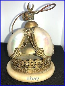 Antique French Victorian MOP Brass Dinner Service Bell Very Rare