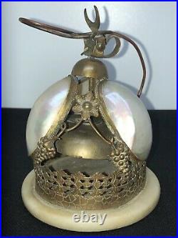Antique French Victorian MOP Brass Dinner Service Bell Very Rare