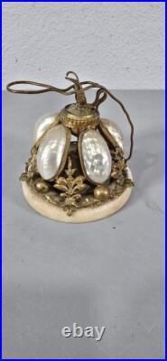 Antique French Victorian MOP Brass Dinner Service Bell Very Rare Collectible