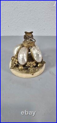 Antique French Victorian MOP Brass Dinner Service Bell Very Rare Collectible