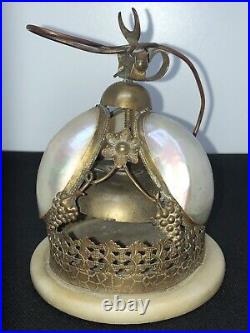 Antique French Victorian MOP Brass Dinner Service Bell Very Rare Collectible