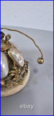 Antique French Victorian MOP Brass Dinner Service Bell Very Rare Collectible
