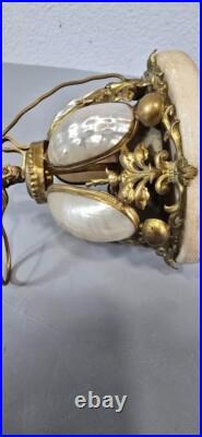 Antique French Victorian MOP Brass Dinner Service Bell Very Rare Collectible