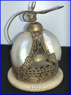 Antique French Victorian MOP Brass Dinner Service Bell Very Rare Collectible