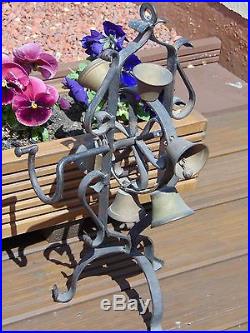 Antique French Wrought Iron & Brass Ring-o-bells Rotating Shop Counter Bell