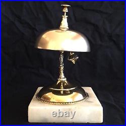 Antique General Store Hotel Counter Brass Tap Service Call Bell Marble Base