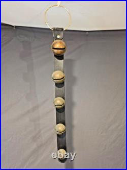 Antique Graduated Brass Sleigh Bells No. 5-9 on Leather Strap 20 -25 total