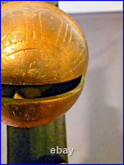 Antique Graduated Brass Sleigh Bells No. 5-9 on Leather Strap 20 -25 total