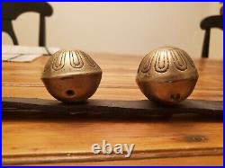 Antique Graduated Brass Sleigh Bells on 80 Leather Buckle Strap Numbered GC