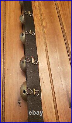 Antique Graduated Brass Sleigh Bells on 80 Leather Buckle Strap Numbered GC