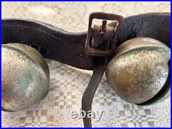 Antique Graduated Crotal sleigh bells on 19 leather strap