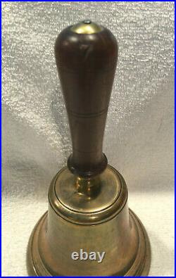 Antique Handheld School Teacher Brass Desk School Bell #7 on Handle