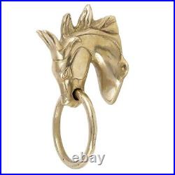 Antique Handmade Brass Horse Head Door Knocker Door Bell For Main Door Gold