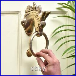 Antique Handmade Brass Horse Head Door Knocker Door Bell For Main Door Gold