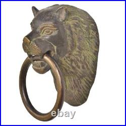 Antique Handmade Brass Lion Head Entry Door Knocker Door Ring Bell 6'