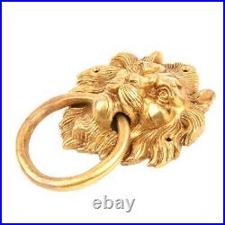 Antique Handmade Solid Brass Lion With Ring Door Knocker Door Bell