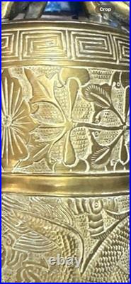 Antique Heavy Brass Chinese Temple Bell With Dragon Floral Accent