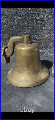 Antique Heavy Thick Solid Brass Ship Nautical Bell 7.40 LBS Lots of History