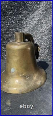 Antique Heavy Thick Solid Brass Ship Nautical Bell 7.40 LBS Lots of History