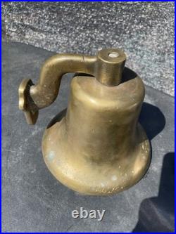 Antique Heavy Thick Solid Brass Ship Nautical Bell 7.40 LBS Lots of History