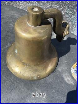 Antique Heavy Thick Solid Brass Ship Nautical Bell 7.40 LBS Lots of History