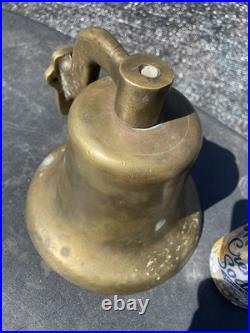 Antique Heavy Thick Solid Brass Ship Nautical Bell 7.40 LBS Lots of History