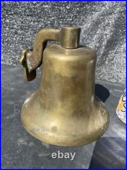 Antique Heavy Thick Solid Brass Ship Nautical Bell 7.40 LBS Lots of History