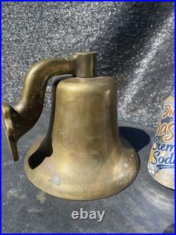 Antique Heavy Thick Solid Brass Ship Nautical Bell 7.40 LBS Lots of History