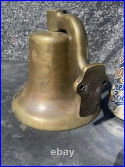 Antique Heavy Thick Solid Brass Ship Nautical Bell 7.40 LBS Lots of History