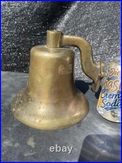 Antique Heavy Thick Solid Brass Ship Nautical Bell 7.40 LBS Lots of History