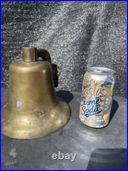 Antique Heavy Thick Solid Brass Ship Nautical Bell 7.40 LBS Lots of History