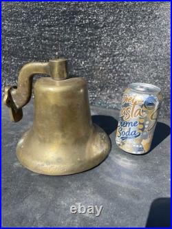 Antique Heavy Thick Solid Brass Ship Nautical Bell 7.40 LBS Lots of History