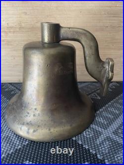 Antique Heavy Thick Solid Brass Ship Nautical Bell 7.40 LBS Lots of History
